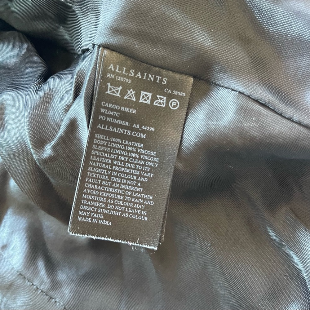 All Saints Black Leather Biker Jacket US 2 - Picture 13 of 14